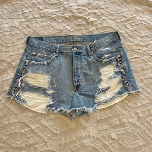 American Eagle Vintage Hi-Rise Festival Denim Cut Off Shorts